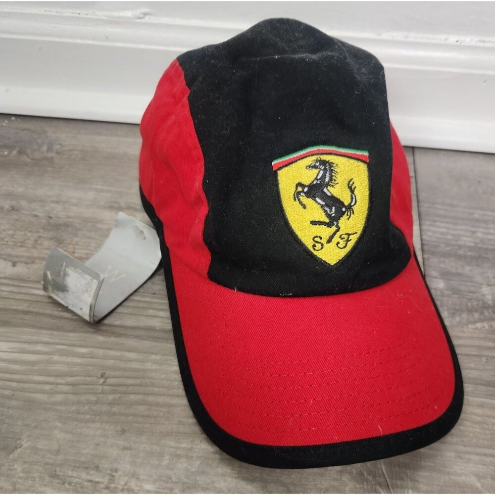 Ferrari Unisex Sz. One Size Adjustable Red & Black Logo Hat NWT